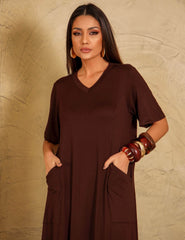 Vestido Cintra Marrom Natureza