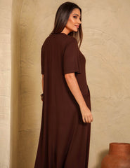 Vestido Cintra Marrom Natureza