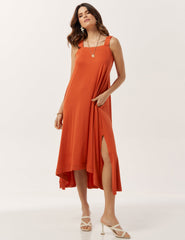 Vestido Flórida Marrom Urucum