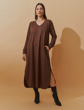 Vestido Moletom Helena Marrom Natureza