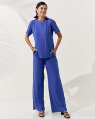Blusa Canelado Henriqueta Azul Delfino