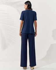 Blusa Canelado Henriqueta Azul Marinho