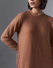 Vestido Creponado Regia Caramelo Nougat