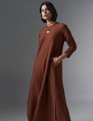 Vestido Creponado Regia Marrom Tamara