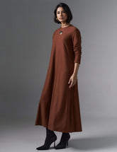 Vestido Creponado Regia Marrom Tamara