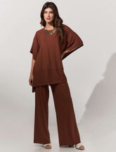 Conjunto Canelado Safira Marrom Tamara