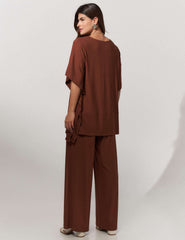 Conjunto Canelado Safira Marrom Tamara