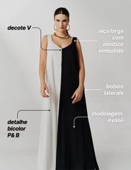 Vestido Valtera Preto/ Off White