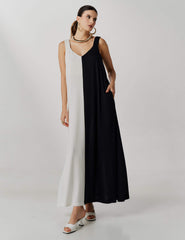 Vestido Valtera Preto/ Off White