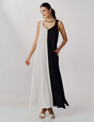 Vestido Valtera Preto/ Off White