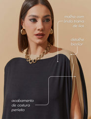 Vestido Vicenza Abby Preto/ Bege