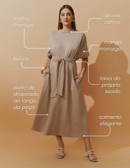 Vestido Lino Brena Taupe