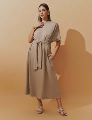 Vestido Lino Brena Taupe