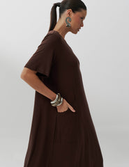 Vestido Cintra Marrom Natureza