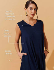 Vestido Vicenza Diara Azul Marinho