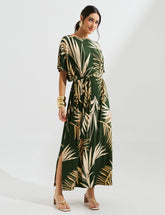 Vestido Estampado Edite Verde Imensidão