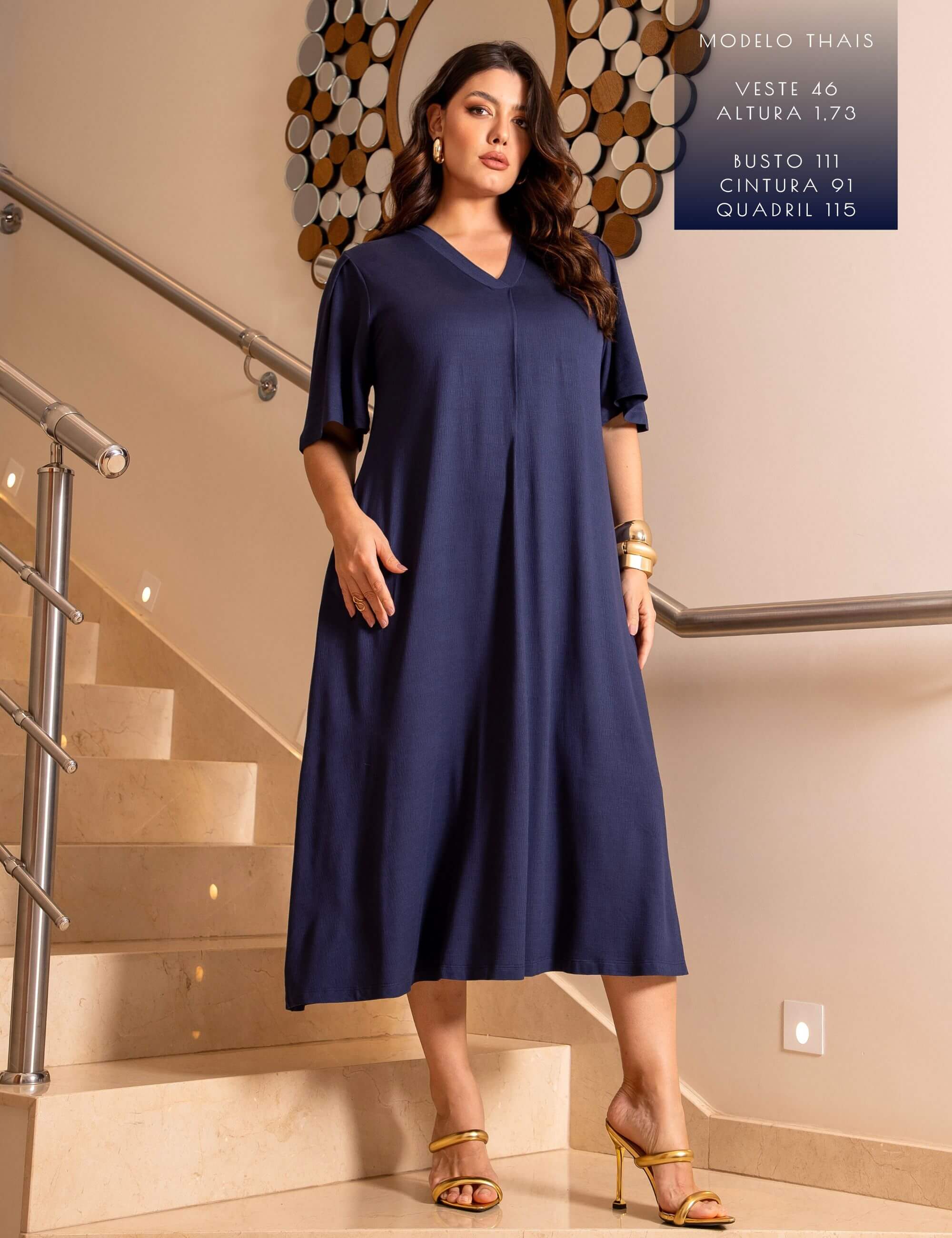 Vestido Vicenza Geralda Azul Marinho