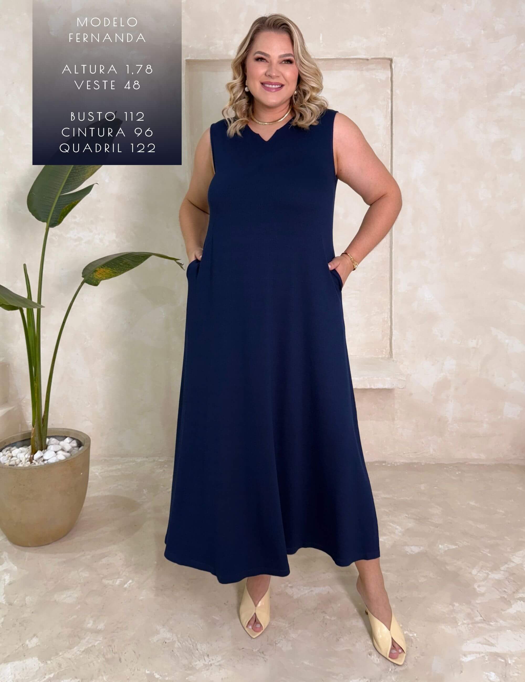 Vestido Vicenza Diara Azul Marinho