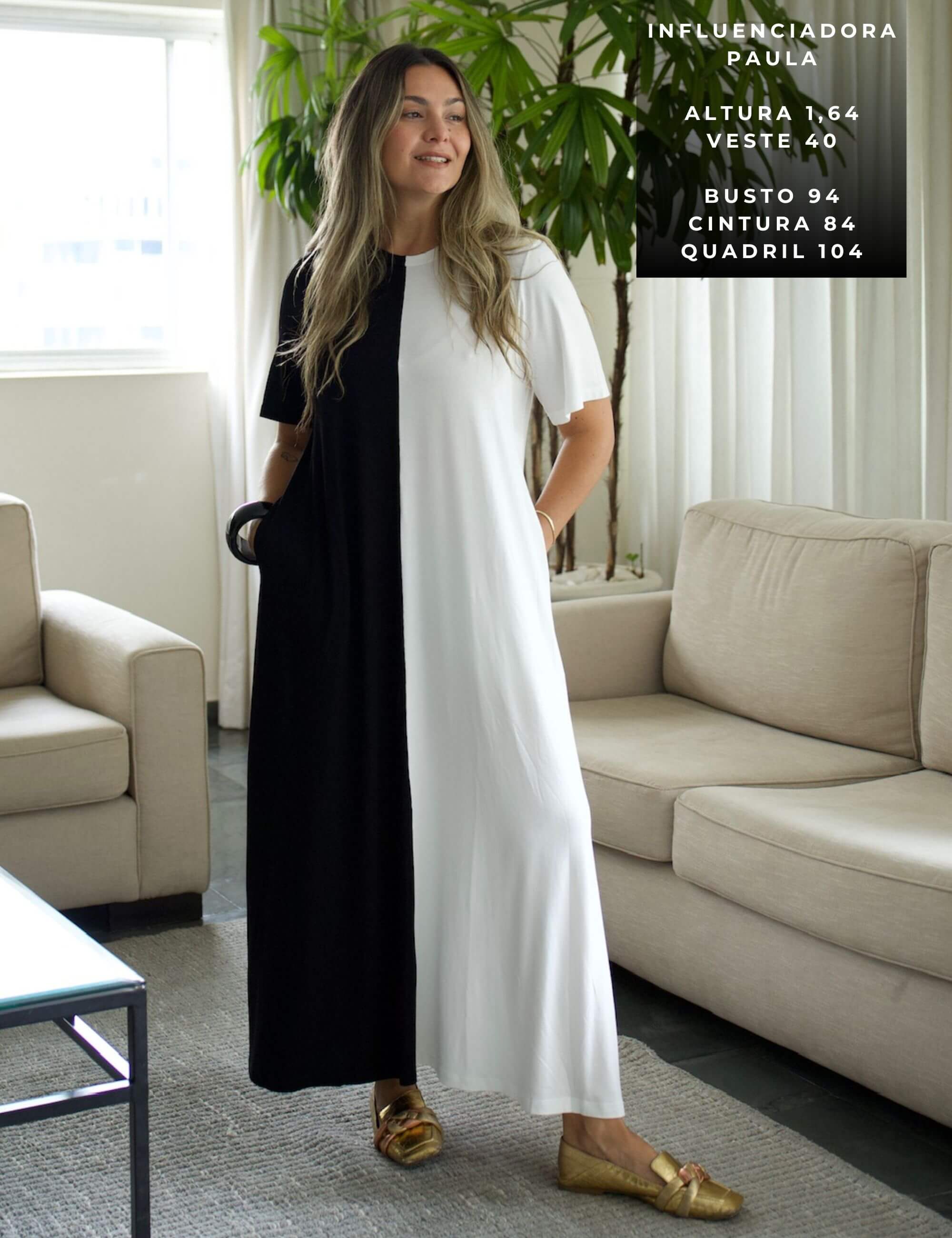 Vestido Pruella Preto/ Off white