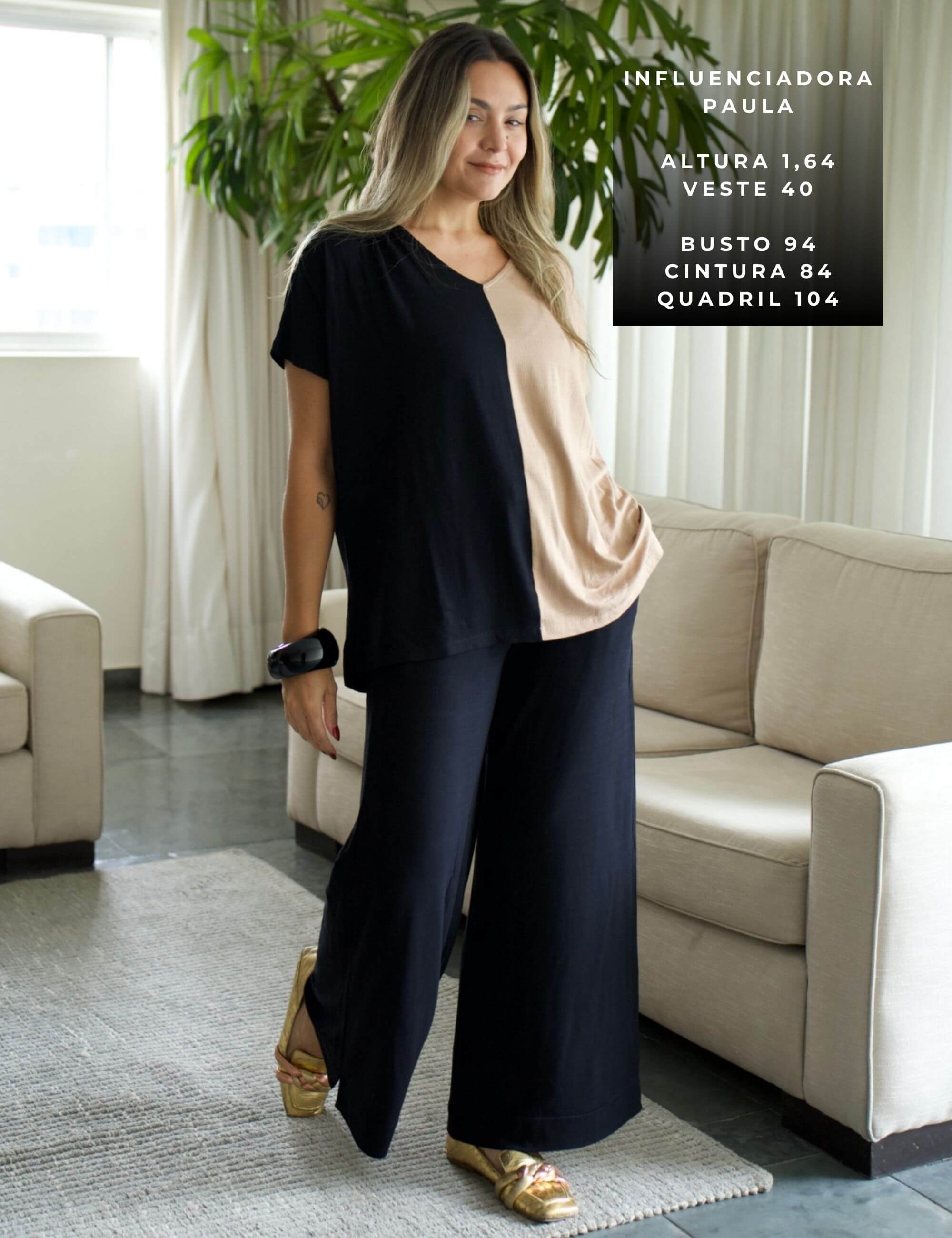 Conjunto Vicenza Valentina Preto/ Bege