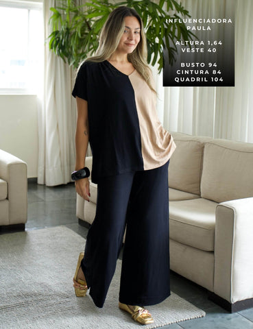 Conjunto Vicenza Valentina Preto/ Bege