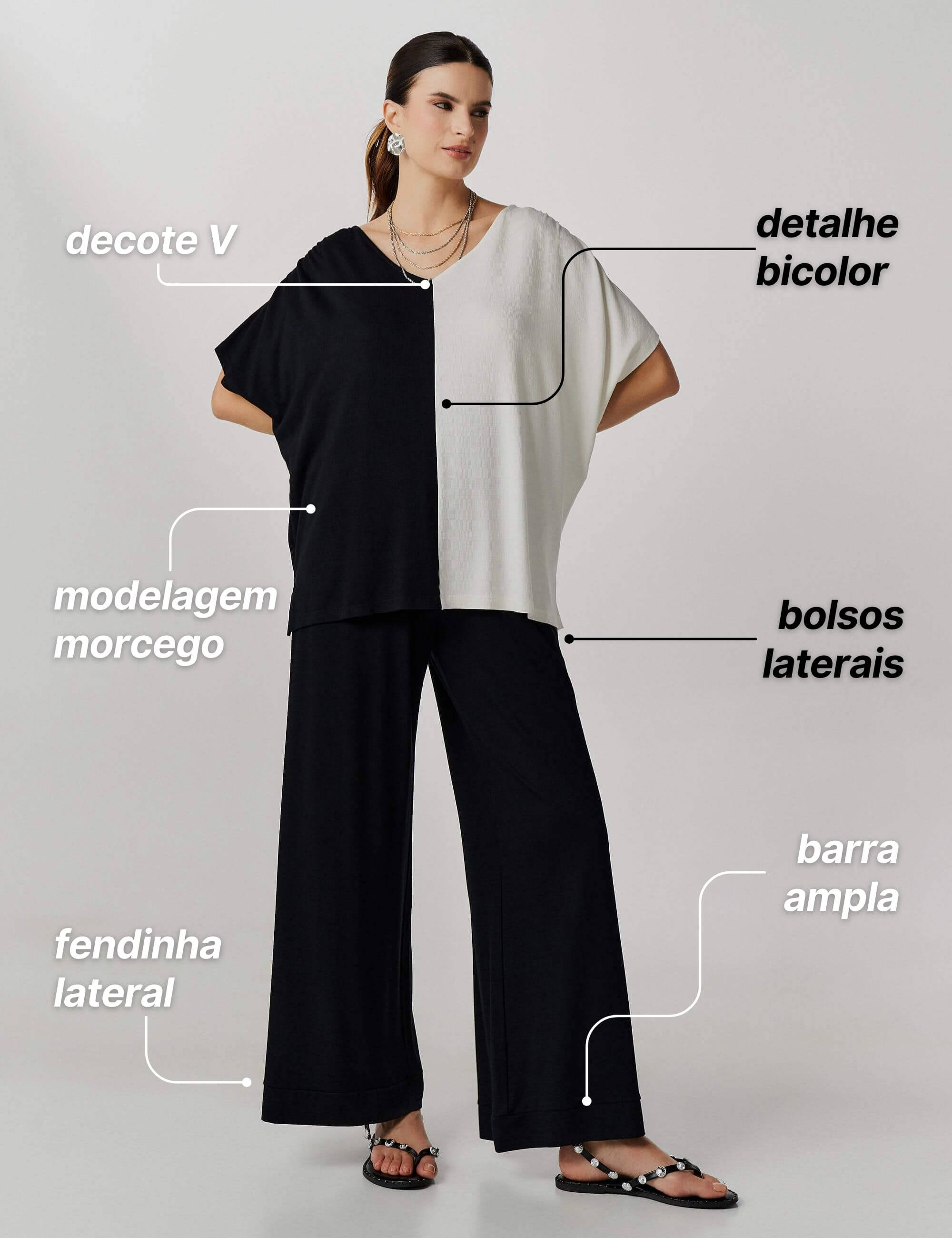 Conjunto Vicenza Valentina Preto/ Off White