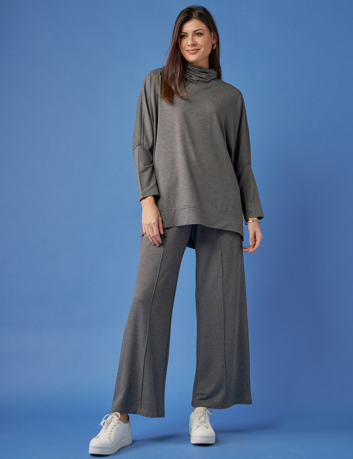 Calça Moletom Greta Mescla Escuro