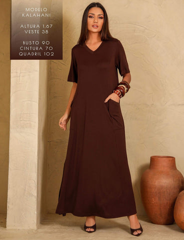 Vestido Cintra Marrom Natureza
