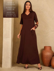 Vestido Cintra Marrom Natureza