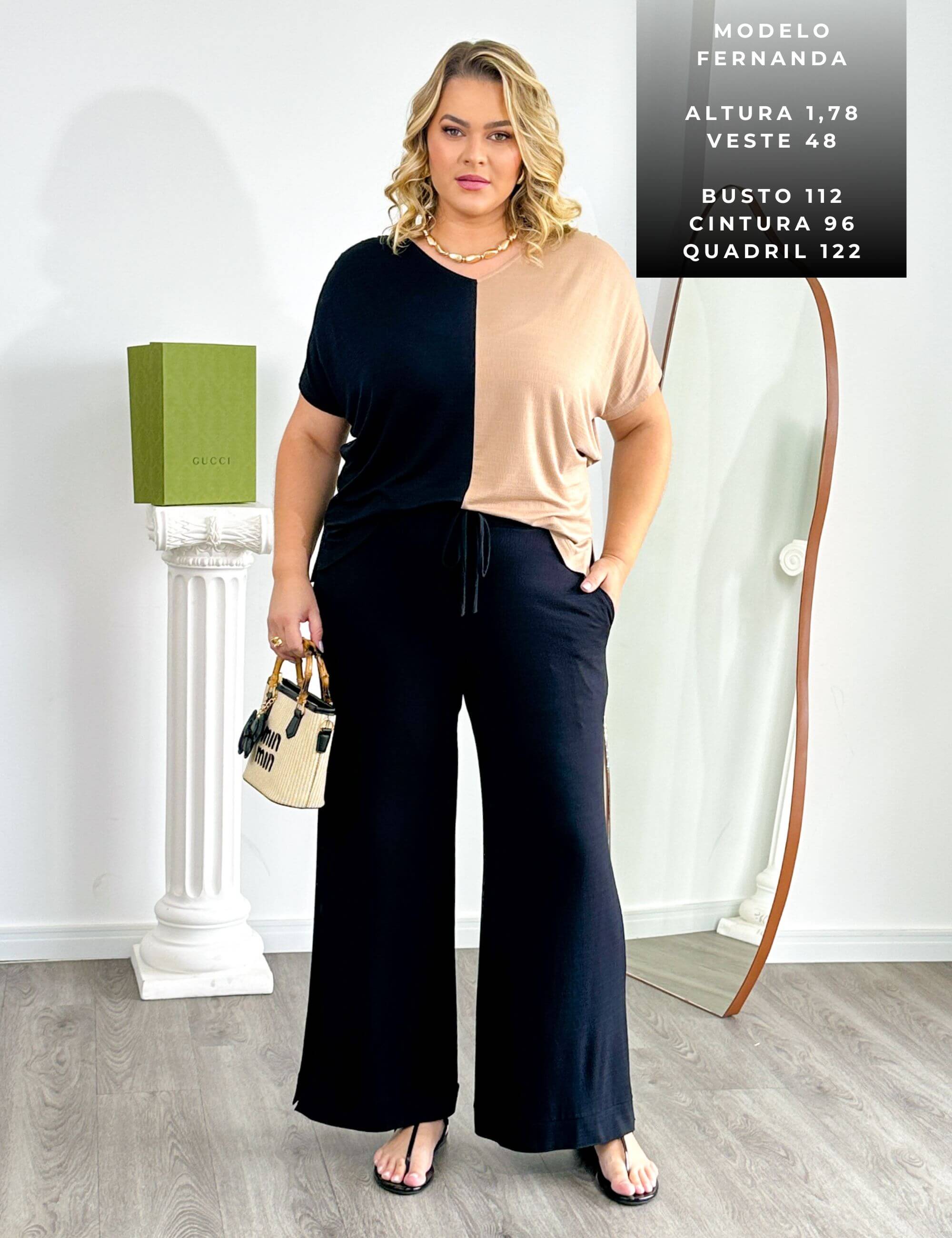 Conjunto Vicenza Valentina Preto/ Bege