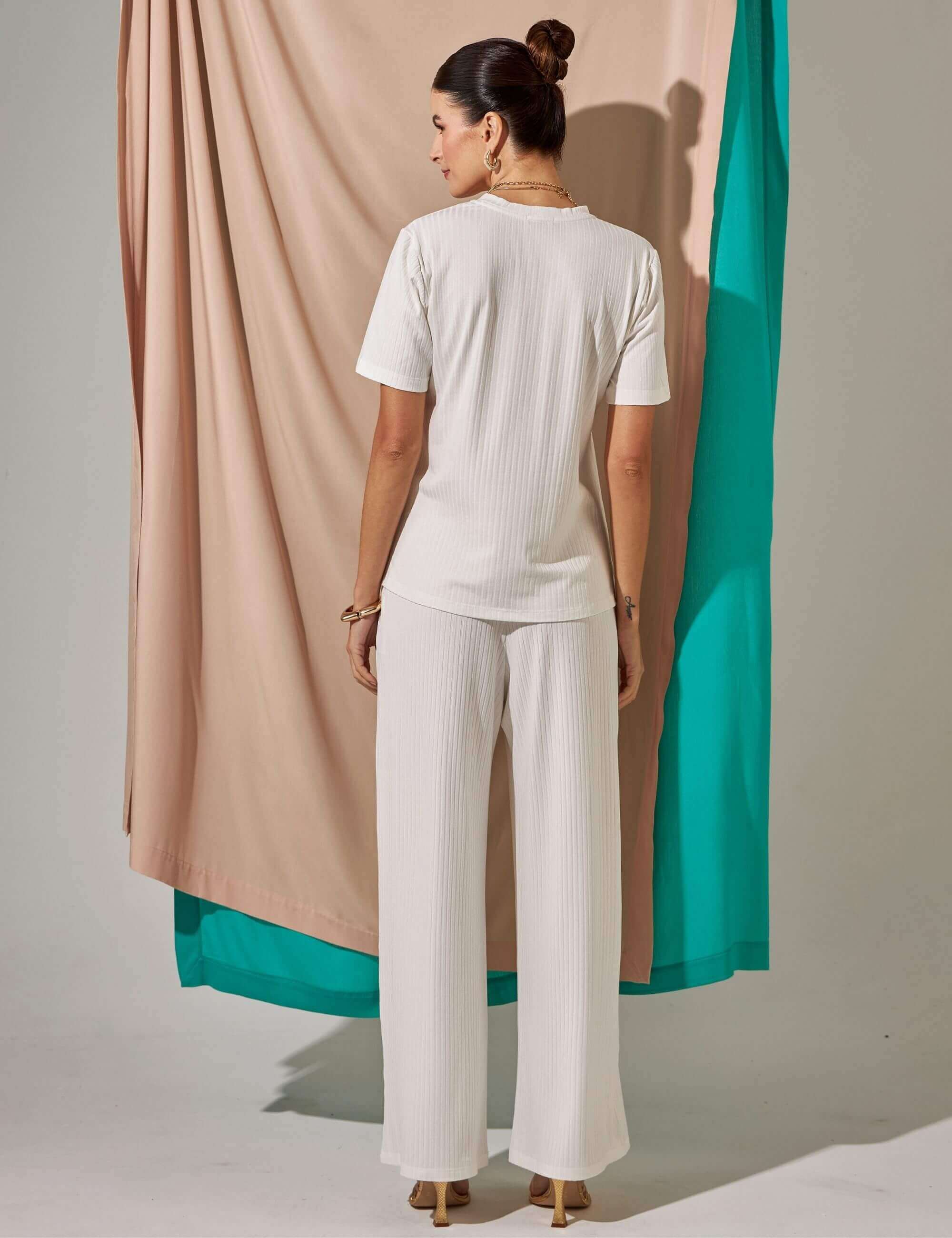 Calça Canelado Henriqueta Off White