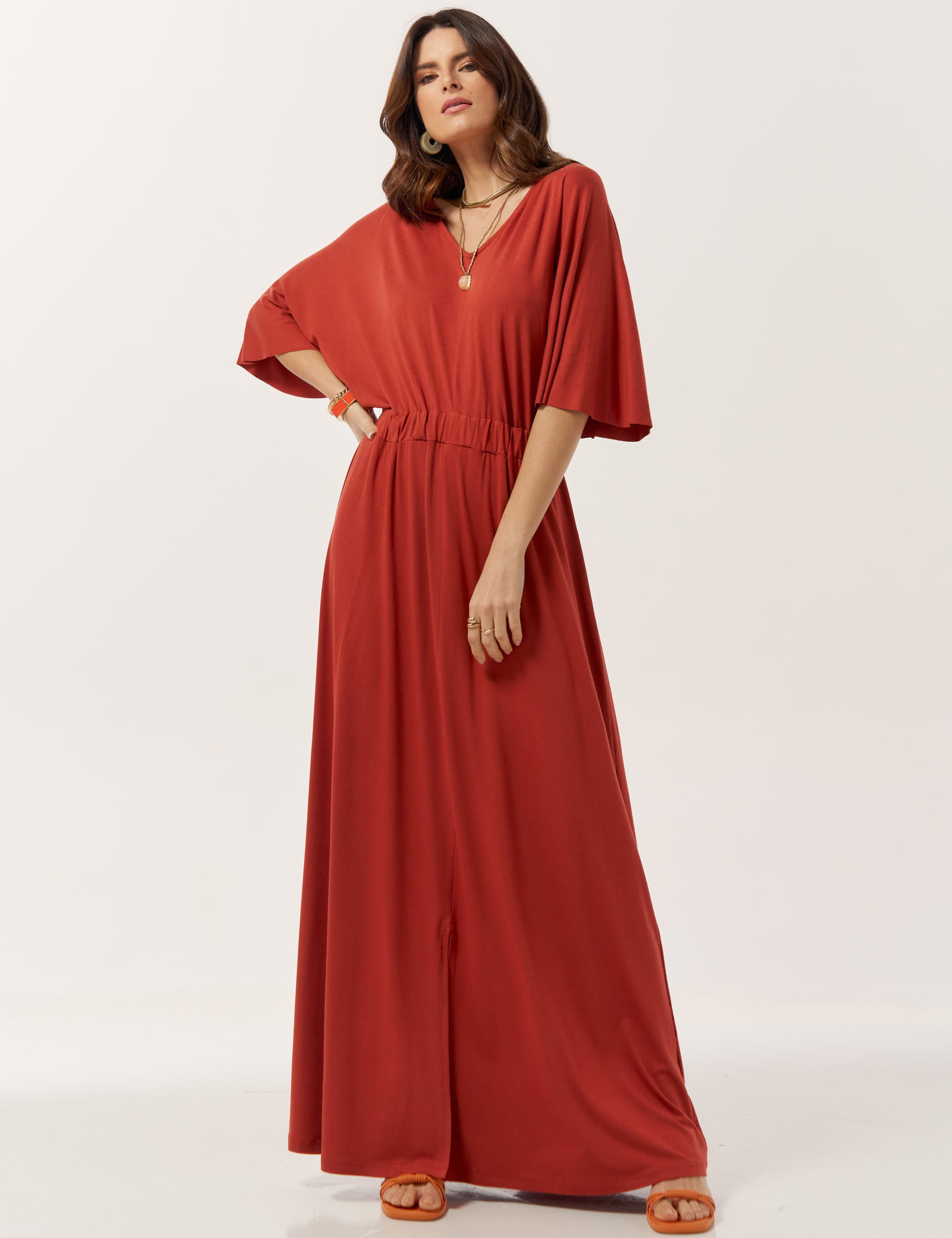 Vestido Adila Laranja Mistery