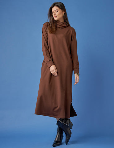 Vestido Moletom Goreti Marrom Natureza
