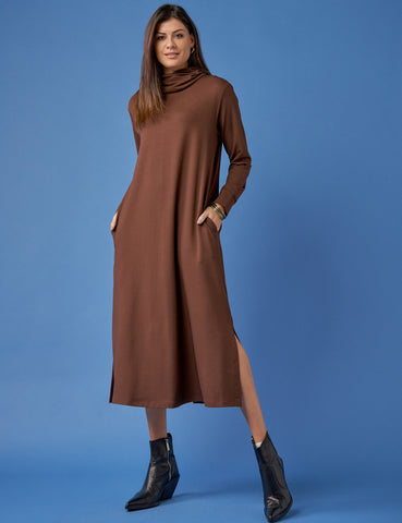 Vestido Moletom Goreti Marrom Natureza