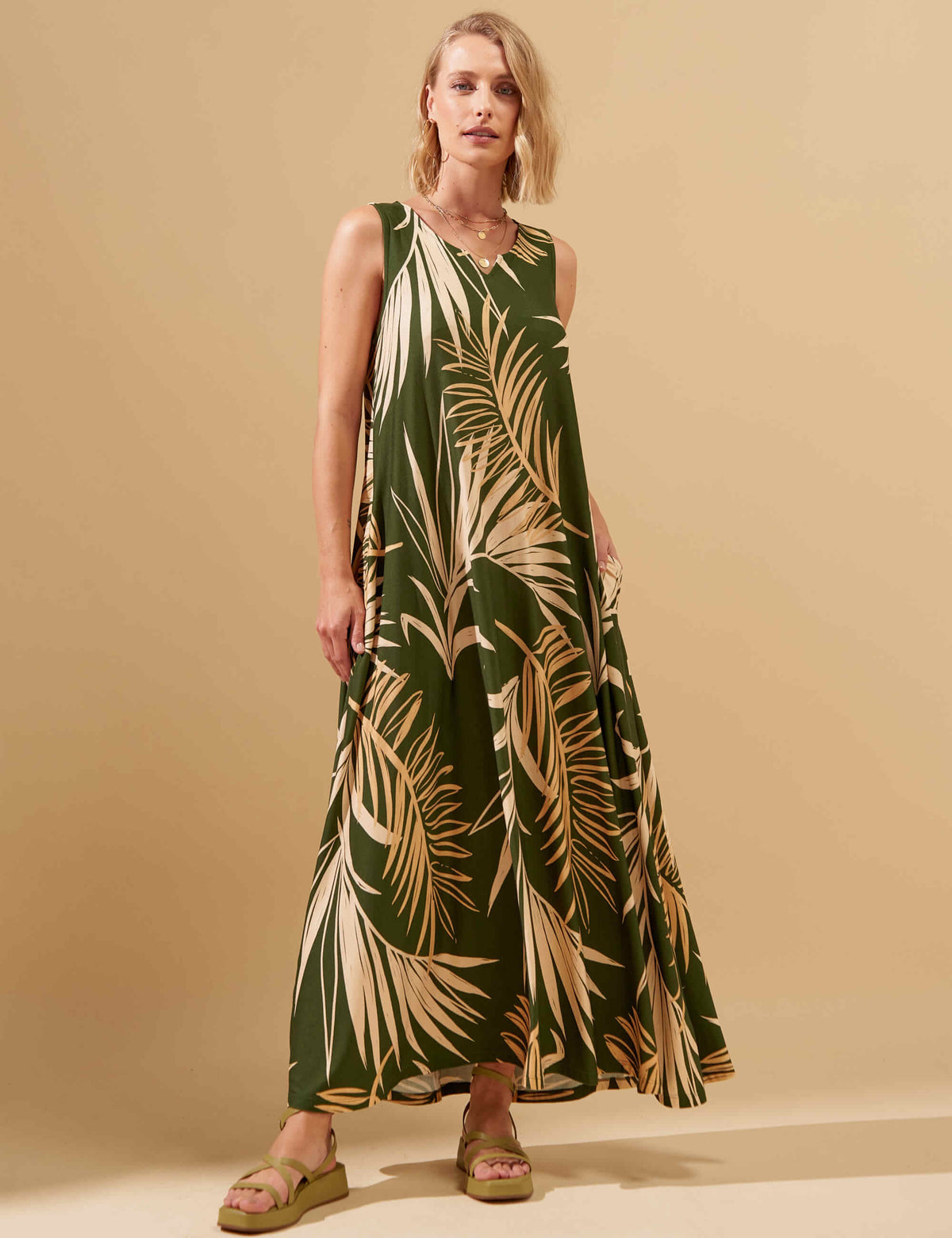 Vestido Estampado Irina Verde Imensidão