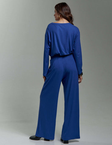 Calça Canelado Henriqueta Azul Delfino