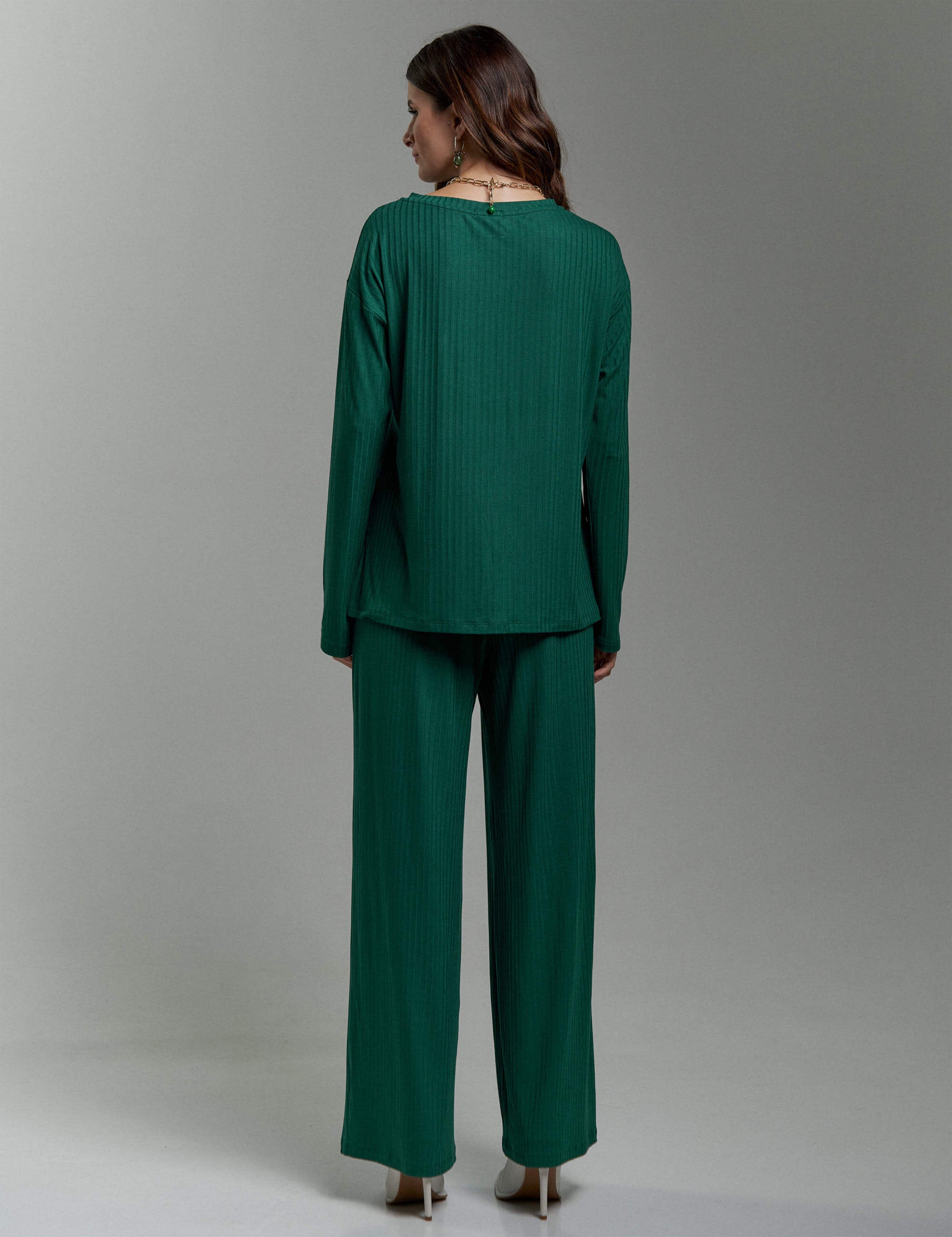 Calça Canelado Henriqueta Verde Castanheira