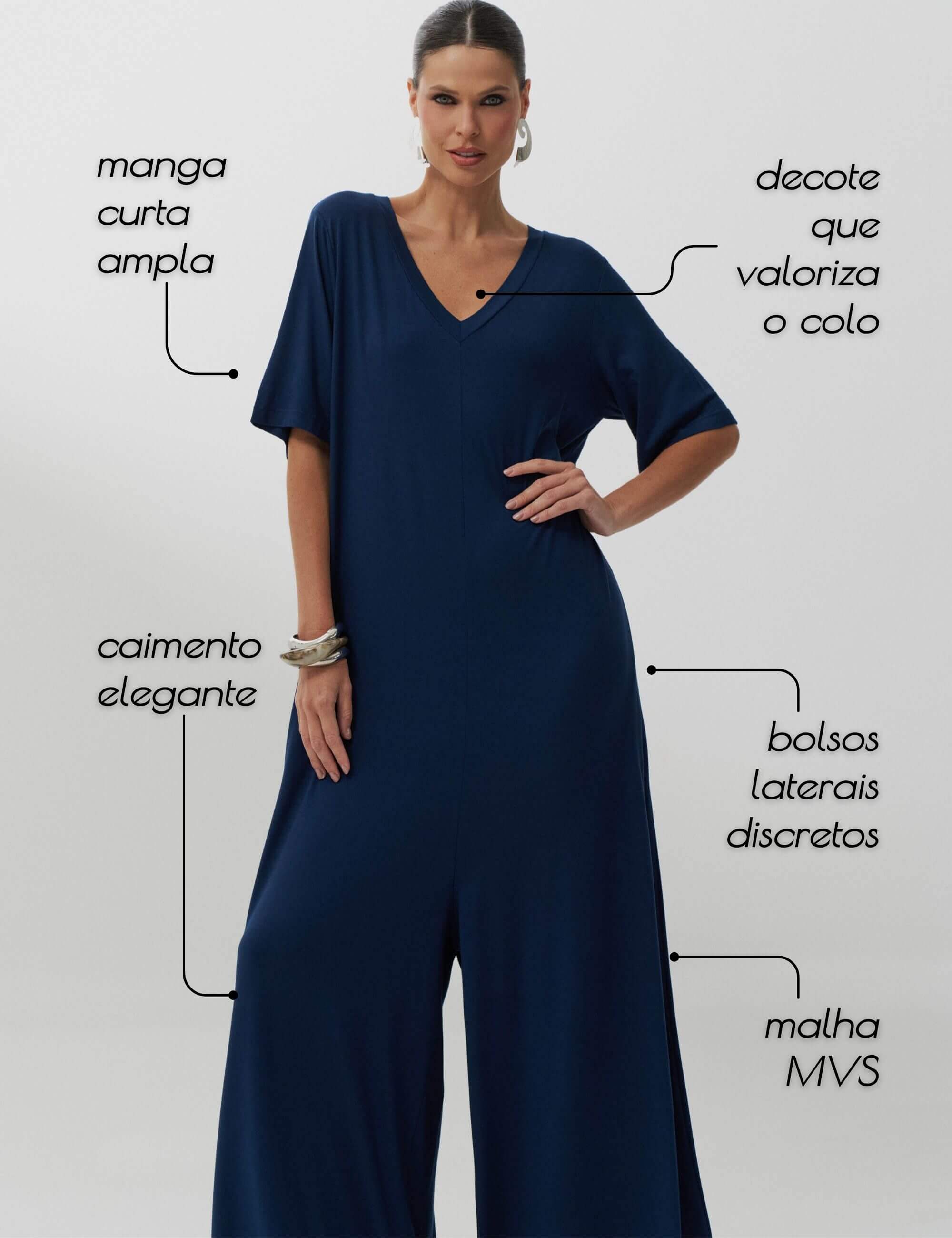 Macacão Filomena Azul Marinho