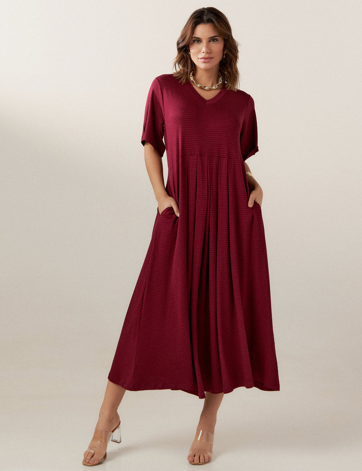 Vestido Poá Gene Bordo