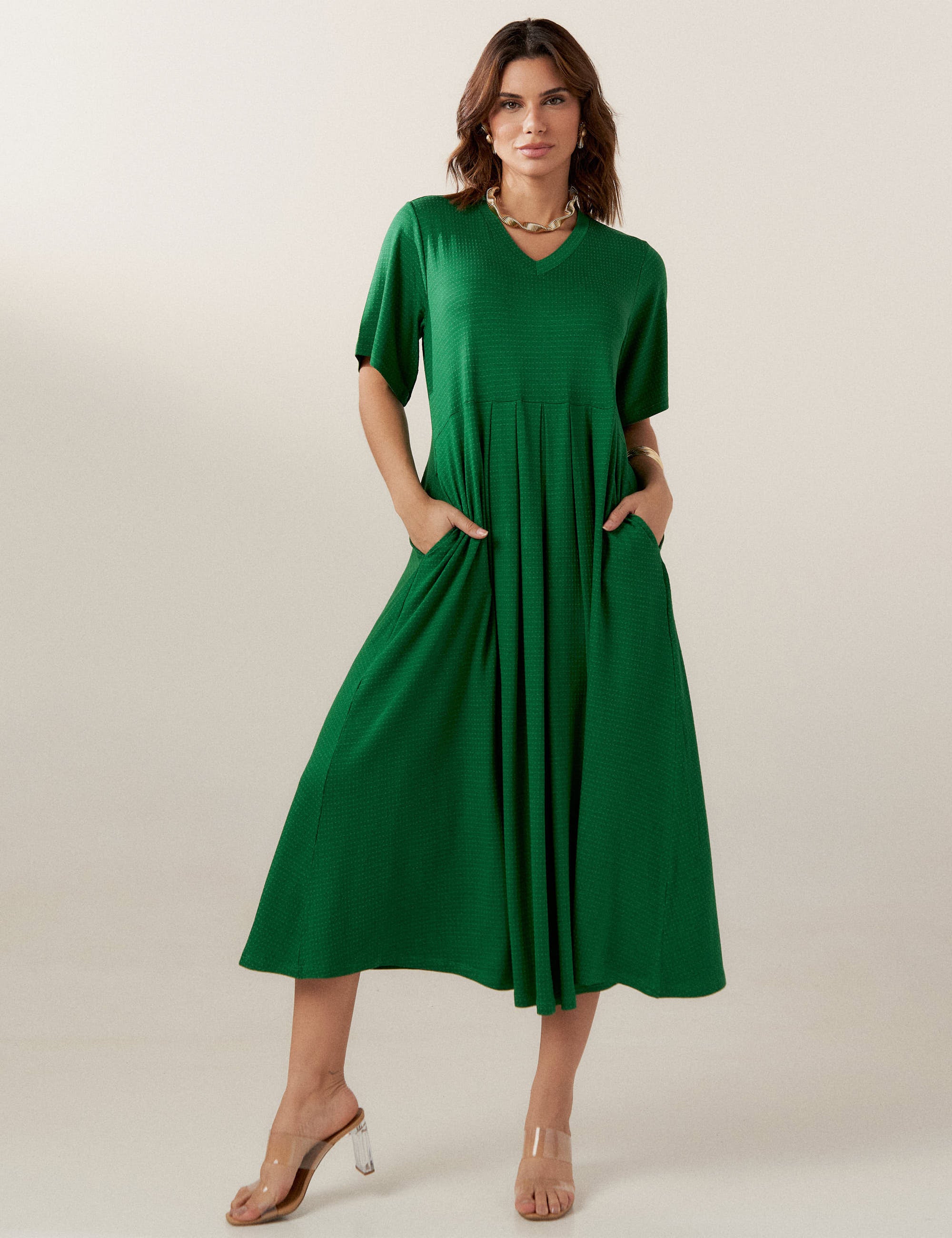 Vestido Poá Gene Verde Cipestre