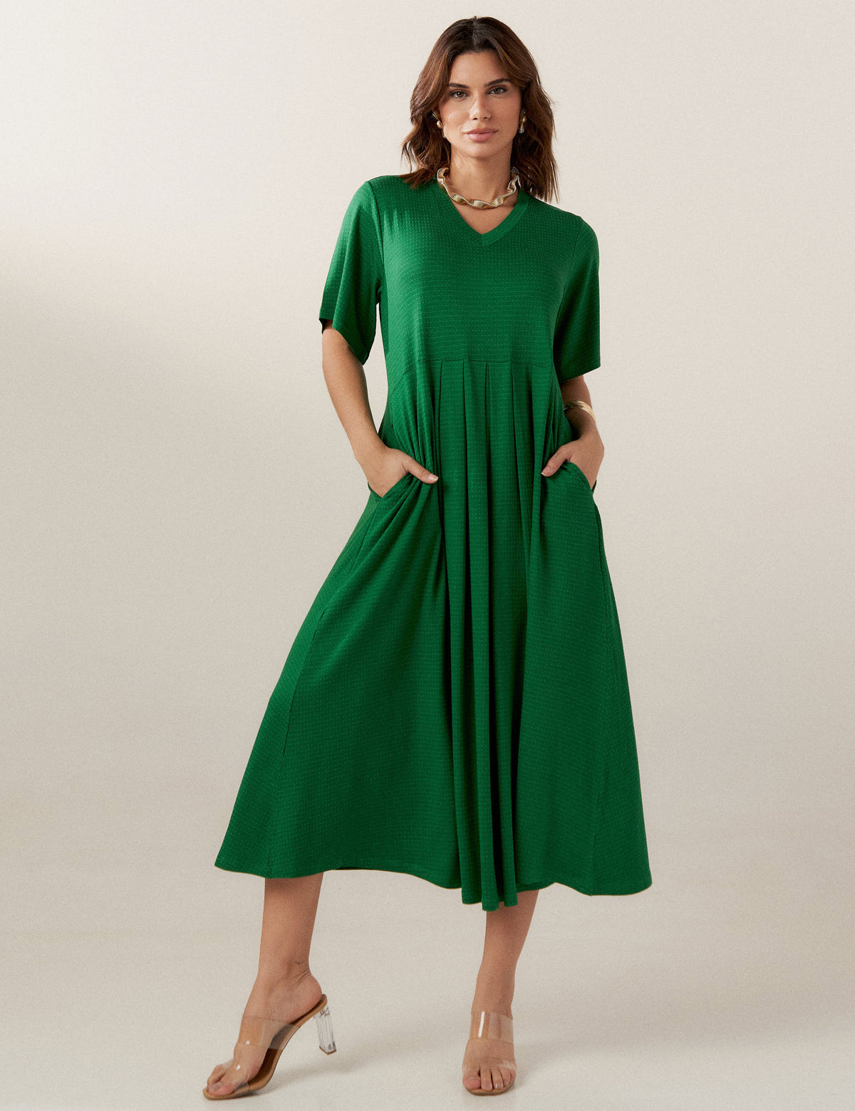 Vestido Poá Gene Verde Cipestre