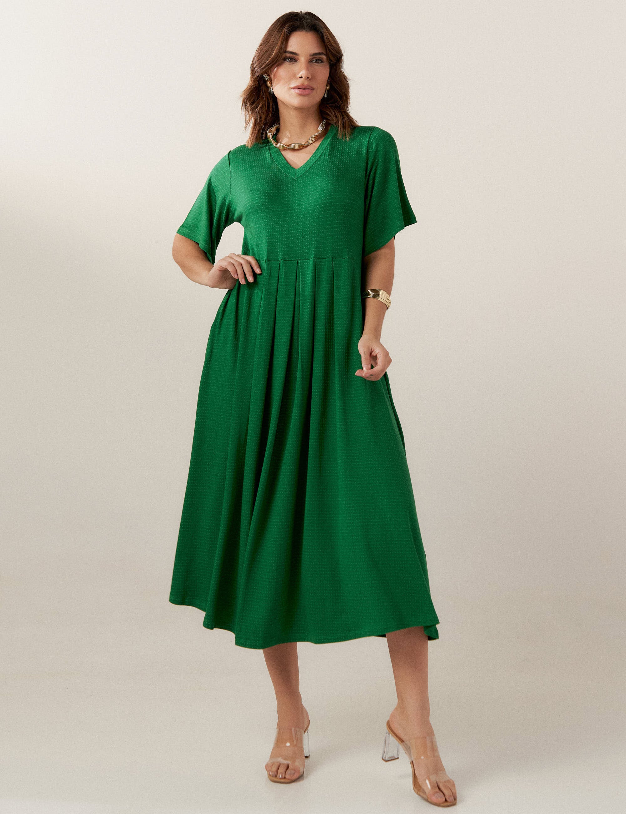Vestido Poá Gene Verde Cipestre