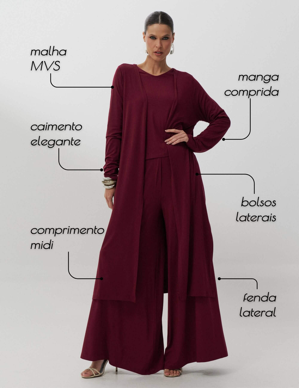 Cardigan Terceira Pea de Malha Bordo Marsala Elegncia e Conforto com Bolsos Laterais Cardigan Terceira Pea de Malha Bordo Marsala Elegncia e Conforto com Bolsos Laterais
