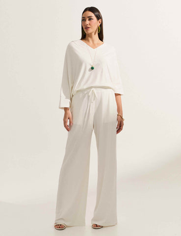 Calça Canelado Henriqueta Off White