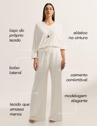 Calça Canelado Henriqueta Off White