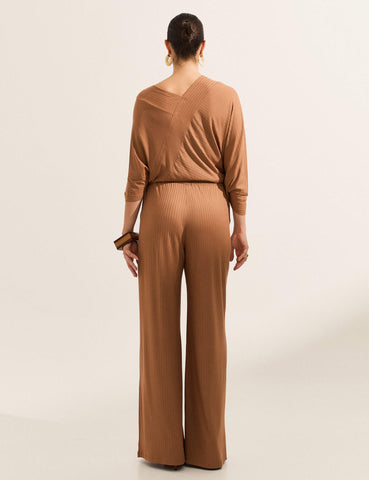Calça Canelado Henriqueta Caramelo Nougat