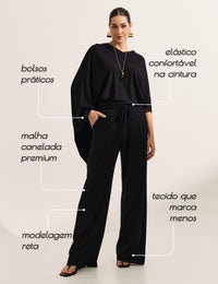 Calça Canelado Henriqueta Preto