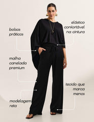 Calça Canelado Henriqueta Preto