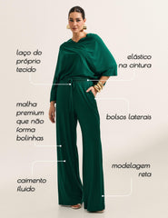 Calça Canelado Henriqueta Verde Castanheira