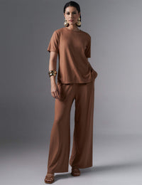 Calça Canelado Henriqueta Caramelo Nougat